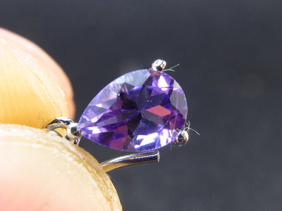 Orchid St. Valentine Gem!! Drop Shaped Faceted Natural Amethyst 925 Sterling Silver Drop Earrings - 0.8" - 1.25 Grams