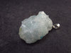 Rare Raw Blue Euclase Gem Crystal Silver Pendant from Brazil - 1.1" - 5.79 Grams