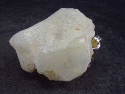Natural Unpolished Rough Opal With Play of Color 925 Silver Prndant from Ethiopia - 1.0"