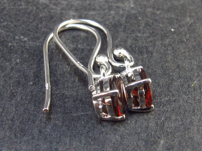 Love and Passion!! Pear Shaped Faceted Natural Red Garnet Almandine 925 Silver Shepherd's Hook Earrings from India - 0.8" - 1.3 Grams