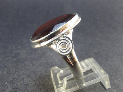 Faceted Rhodolite Red Garnet Silver Ring From Zambia - 6.38 Grams - Size 10