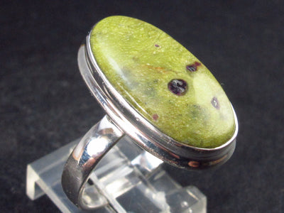 Rare Atlantasite Stichtite + Serpentine Cabochon Silver Ring from Australia - Size 8.5 - 5.3 Grams