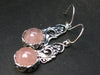 Symbol of Love and Beauty!! Long Pastel Rose Quartz Dangle Sterling Silver Earrings - 1.7"