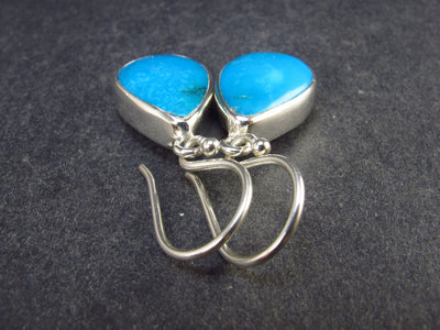 Nice Natural Turquoise Sterling Silver Dangle Earrings from Mexico - 7.5 Grams