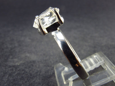Fine Clear Natural Herkimer Diamond Silver Ring From New York - Size 9 - 2.64 Grams
