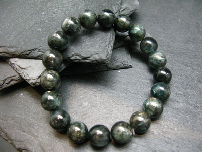 Dark Green Apatite Genuine Bracelet ~ 7 Inches ~ 10mm Round Beads