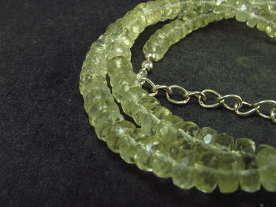 Gem Libyan Desert Glass Tektite Necklace Faceted Rondelle Beads from Libya - 19.5" - 18.2 Grams