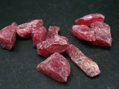 Lot of 10 Rich Pink Rhodonite Rodonite Crystals From Brazil - 21.8 Grams