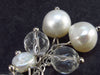 Cultured Freshwater Pearl and Glass Dangle 925 Silver Earrings - 1.8"