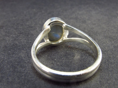 Labradorite Cabochon Silver Ring From Madagascar - 4.66 Grams - Size 9.75
