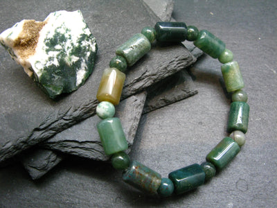 Moss Agate Genuine Bracelet ~ 7 Inches ~ Mixed Beads