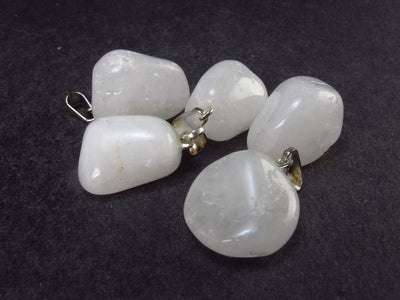 Set of 5 Natural Quartz Crystal Pendants From Brazil