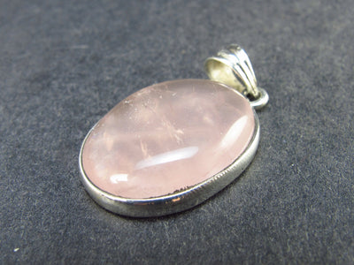 Symbol of Love and Beauty!! Natural Rose Quartz Pendant In 925 Silver From Brazil - 1.3" - 5.84 Grams
