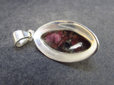 Rare Red Eudialyte Silver Pendant from Quebec, Canada - 1.4" - 4.18 Grams