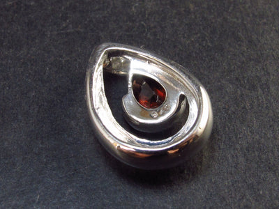Natural Faceted Red Garnet Almandine 925 Silver Pendant - 0.7" - 2.8 Grams