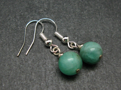 Natural Emerald Beads Dangle Shepherd Hook Earrings from Brazil