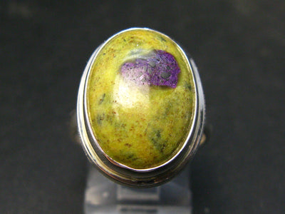 Rare Atlantasite Stichtite + Serpentine Cabochon Silver Ring from Australia - Size 8 - 6.3 Grams