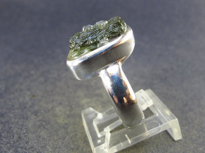 Gem Moldavite Sterling Silver Ring From Czech Republic - Size 7.5 - 6.8 Grams