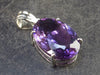 Large Genuine Rich Purple Faceted Amethyst Sterling Silver Pendant From Brazil - 1.2" - 4.8 Grams