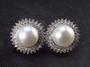The Most Classic Earring Styles!! Natural 8mm Round Freshwater Cultured Pearls 925 Silver Stud Earrings with CZ - 0.7""