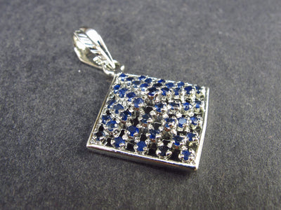 Natural Faceted Dark Blue Sapphire 925 Sterling Silver Pendant - 1.4" - 5.0 Grams