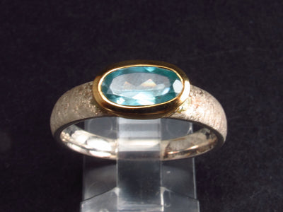 Starlight Gem!! Modern Style Design Gem Faceted Blue Zircon Ring In Matte 925 Silver from Cambodia - Size 8.5