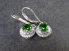 Natural Intense Forest Green Faceted Chrome Diopside Dangle 925 Silver Leverback Earrings from Russia - 1 Carat