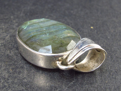 Faceted Labradorite Pendant In 925 Sterling Silver From Madagascar - 1.4'' - 6.9 Grams