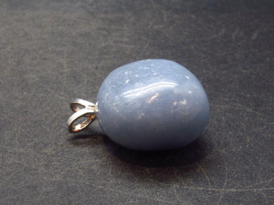 Blue-Grey Angelite Gemstone (anhydrite) Silver Pendant from Peru - 1.0"