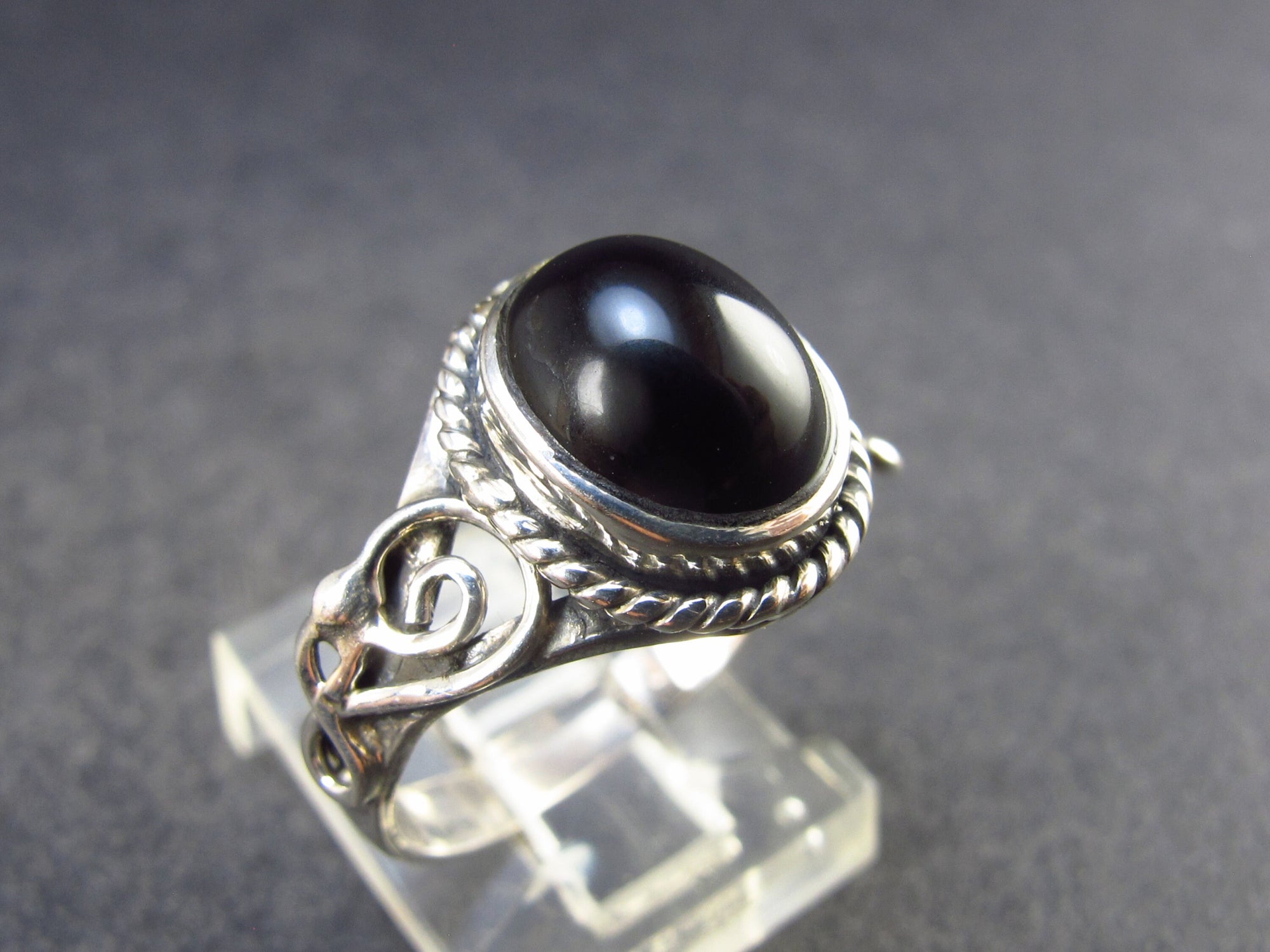Hand Made Sterling Silver and Onyx Ring from Indonesia - Moonlight in Black  | NOVICA