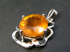 Large Natural Faceted Orangish-Yellow 9.84 Carat Sapphire 925 Sterling Silver Pendant - 1.0"