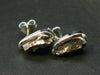 Natural Raw Meteorite Stud Earrings In Sterling Silver From Argentina - 0.7" - 3.95 Grams
