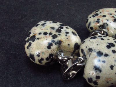 Lot of 3 Natural Puffed Heart Dalmatian Jasper Pendant from Mexico