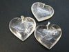 Set of 3 Natural Clear Quartz Crystal Heart Shaped Pendant From Brazil