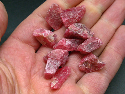 Lot of 10 Rich Pink Rhodonite Rodonite Crystals From Brazil - 31.6 Grams
