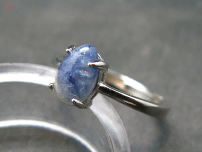 Gem Benitoite Cut Stone Silver Ring From California - 1.18 Carats - Size Adjustable