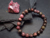 Rhodonite Genuine Bracelet ~ 7 Inches ~ 8mm Round Beads