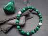 Malachite & Blue Lace Agate Genuine Bracelet ~ 6.5 Inches ~ 7mm Round Beads