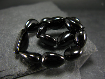 Black Spinel Genuine Bracelet ~ 7 Inches ~ 10mm Tumbled Beads
