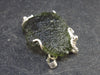 Raw Moldavite Tektite Silver Pendant from Czech Republic - 1.5" - 4.8 Grams