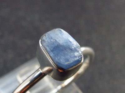 Raw Gemmy Blue Kyanite Crystal Silver Ring From Brazil - 1.8 Grams - Size 8