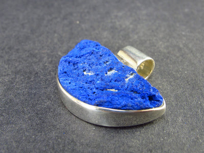 Deep Blue Evening Sky Above Desert!! Saturated Royal Blue Rough Azurite Sterling Silver Pendant - 1.3" - 9.9 Grams