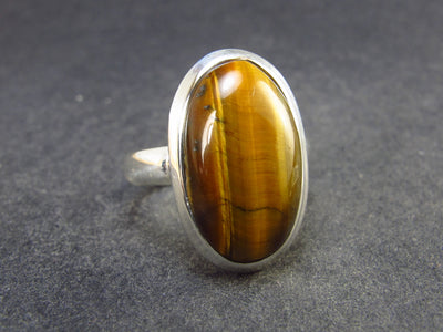 Golden Tiger Eye Silver Ring From South Africa - 5.45 Grams - Size 8.5