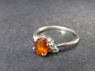 Faceted Orange Kyanite Crystal Silver Ring From Brazil - 1.96 Grams - Size 8