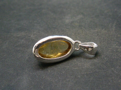 Stone of Success!! Genuine Intense Yellow Citrine Gem Sterling Silver Pendant From Brazil - 1.2" - 4.61 Grams