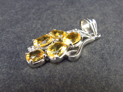 Stone of Success!! Genuine Intense Yellow Citrine Gem Sterling Silver Pendant From Brazil - 1.4" - 3.51 Grams