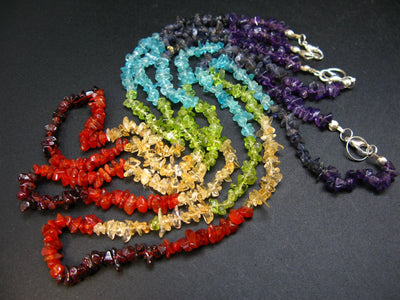 Bright and Happy! Fantastic Set of Three Natural 7 Chakra Balancing Multicolor Gems Freeform Bead Necklace - 20"