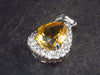 Stone of Success!! Genuine Intense Yellow Citrine Gem Sterling Silver Pendant From Brazil - 1.3" - 6.3 Grams