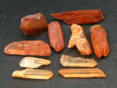 Lot of 10 Tangerine Quartz Crystals From Brazil