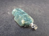Unpolished Terminated Neon Blue Apatite Silver Pendant From Brazil - 1.3" - 4.93 Grams